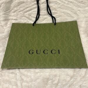 Gucci Green Paper Double Drawcord Handles Tote Gift Wrap Shopping Bag Designer